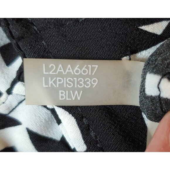 Karl Lagerfeld Paris Black&White Button Up Logo Shirt Large Monochrome Tie Front - Picture 15 of 16